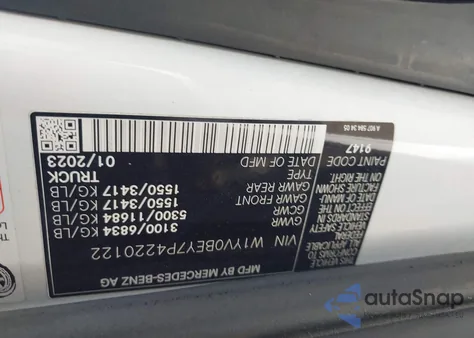 2023 Mercedes-Benz Metris z USA, uszkodzony, nr VIN W1YV0BEY7P4220122